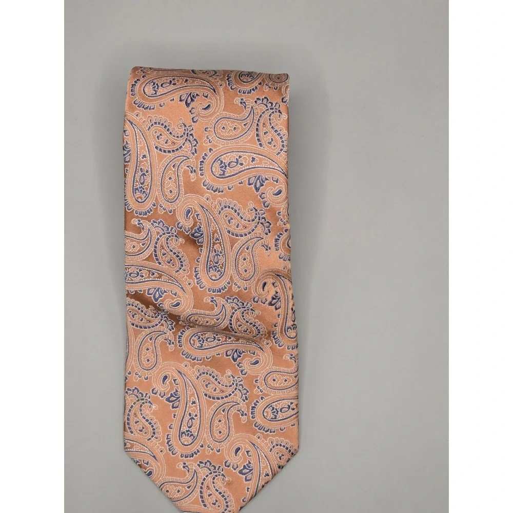 Michael Kors Peach Blue Paisley Men's Neck Tie Classic 58